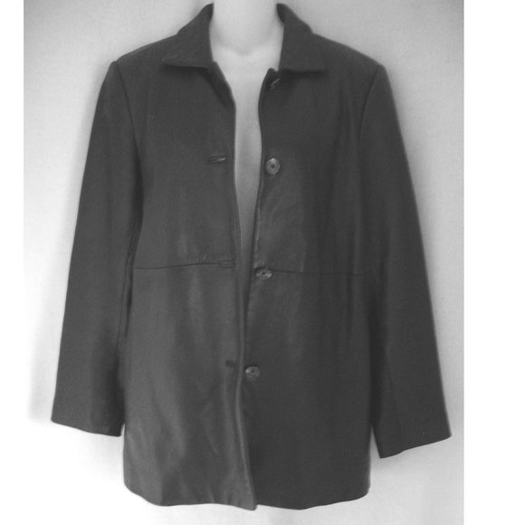 Vintage Banana Republic Black Buttery-Soft Leather Button Down Jacket - Picture 1 of 6